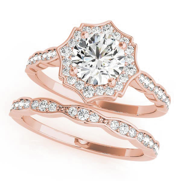14K Rose Gold 1 1/4 ct tw Halo Diamond Engagement Ring