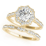 14K Yellow Gold 1 1/4 ct tw Halo Diamond Engagement Ring