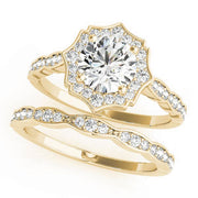 14K Yellow Gold 1 1/4 ct tw Halo Diamond Engagement Ring