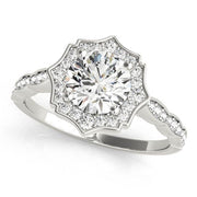 14K White Gold 1 1/4 ct tw Halo Diamond Engagement Ring