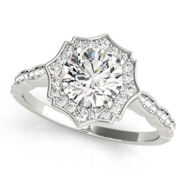 14K White Gold 1 1/4 ct tw Halo Diamond Engagement Ring