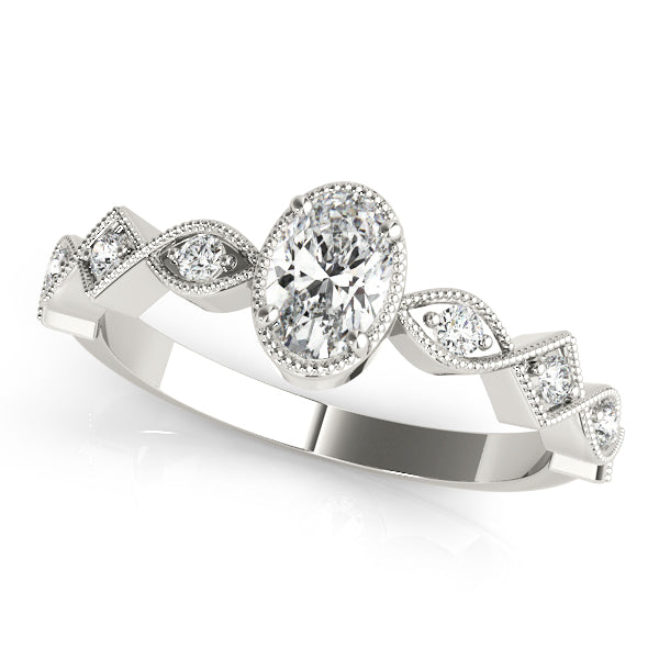Oval Diamond Single Row Engagement Ring