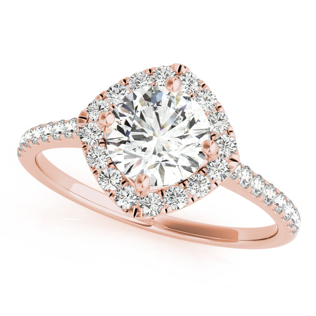 18K Rose Gold 1 1/3 ct tw Halo Diamond Engagement Ring