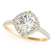 18K Yellow Gold 1 1/3 ct tw Halo Diamond Engagement Ring