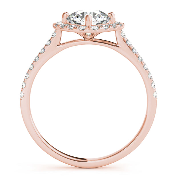 14K Rose Gold 1 1/3 ct tw Halo Diamond Engagement Ring