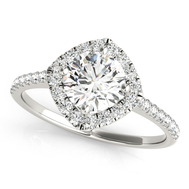 14K White Gold 1 1/3 ct tw Halo Diamond Engagement Ring