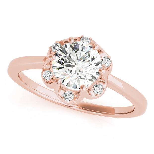 14K Rose Gold 1 ct tw Halo Diamond Engagement Ring