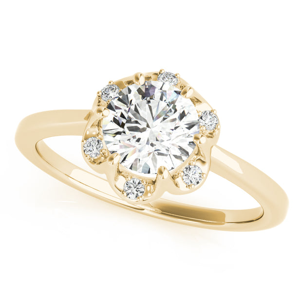 14K Yellow Gold 1 ct tw Halo Diamond Engagement Ring