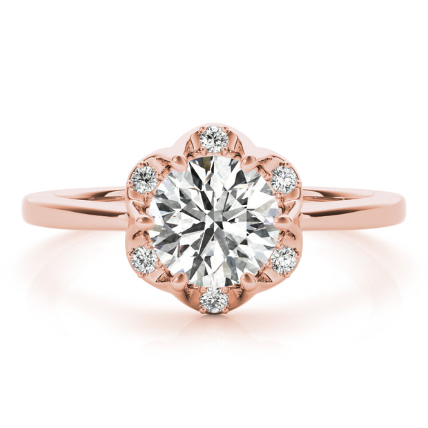 14K Rose Gold 1 ct tw Halo Diamond Engagement Ring