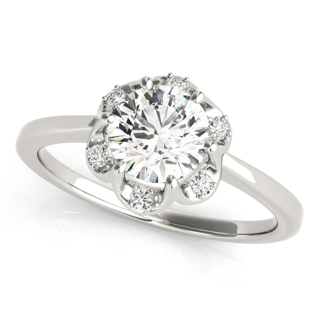 1 CT Round Diamond Halo Engagement Ring