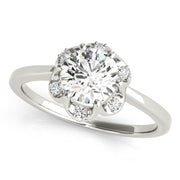 1 CT Round Diamond Halo Engagement Ring