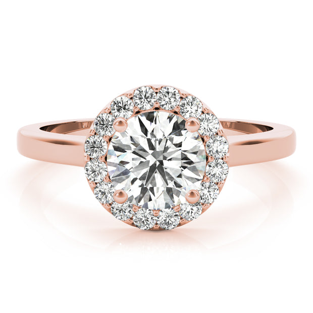 18K Rose Gold 1 1/4 ct tw Halo Diamond Engagement Ring