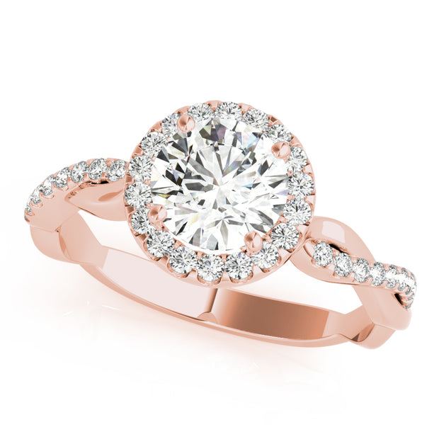 18K Rose Gold 1 1/5 ct tw Halo Diamond Engagement Ring