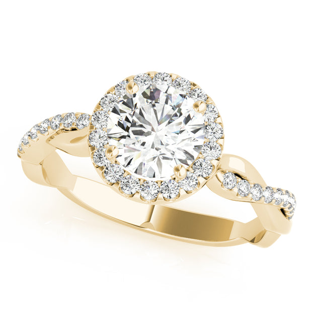 18K Yellow Gold 1 1/5 ct tw Halo Diamond Engagement Ring