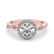 14K Rose Gold 1 1/5 ct tw Halo Diamond Engagement Ring