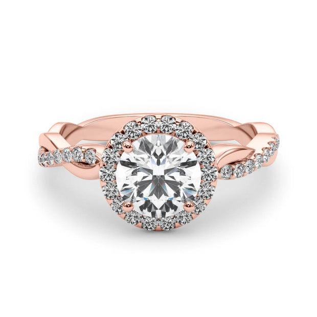 14K Rose Gold 1 1/5 ct tw Halo Diamond Engagement Ring