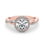 14K Rose Gold 1 1/5 ct tw Halo Diamond Engagement Ring