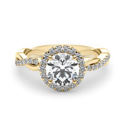 18K Yellow Gold 1 1/5 ct tw Halo Diamond Engagement Ring
