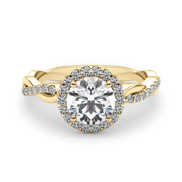 18K Yellow Gold 1 1/5 ct tw Halo Diamond Engagement Ring