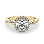 18K Yellow Gold 1 1/5 ct tw Halo Diamond Engagement Ring