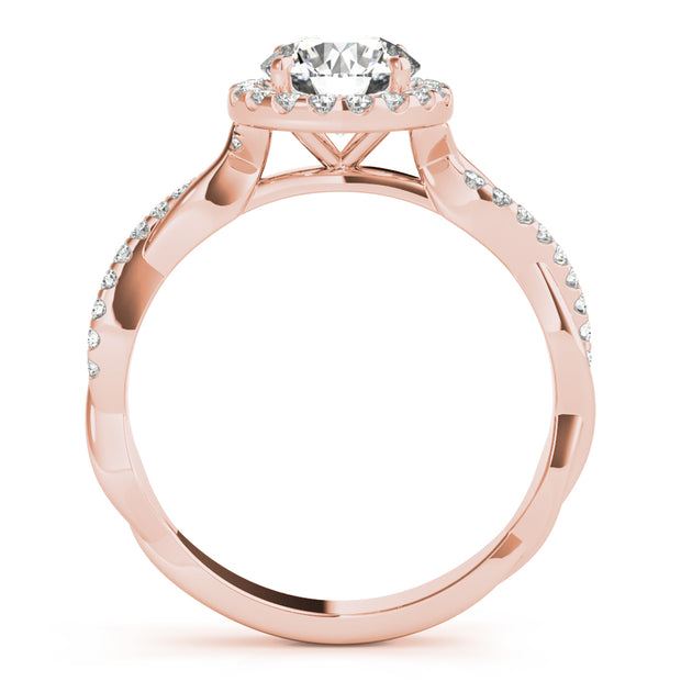 18K Rose Gold 1 1/5 ct tw Halo Diamond Engagement Ring