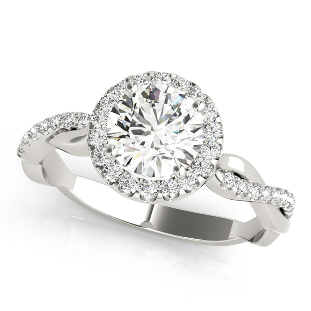 18K White Gold 1 1/5 ct tw Halo Diamond Engagement Ring