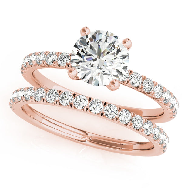 18K Rose Gold 1 1/4 ct tw Single Row Diamond Engagement Ring