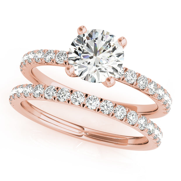 14K Rose Gold 1 1/4 ct tw Single Row Diamond Engagement Ring