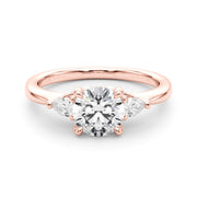 14K Rose Gold 1 1/3 ct tw Three Stone Diamond Engagement Ring