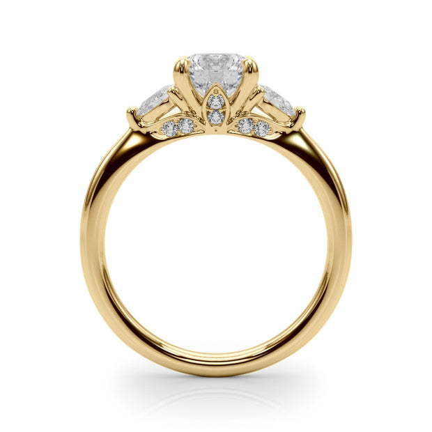 14K Yellow Gold 1 1/3 ct tw Three Stone Diamond Engagement Ring