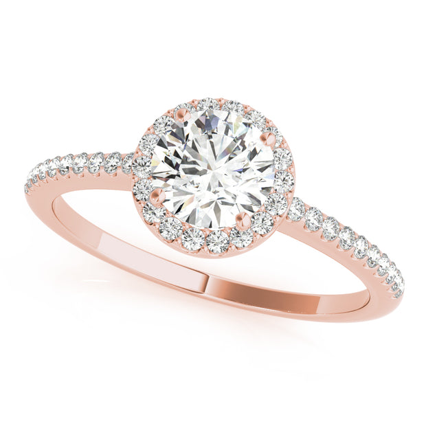 14K Rose Gold 5/8 ct tw Halo Diamond Engagement Ring