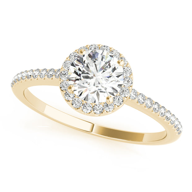 14K Yellow Gold 5/8 ct tw Halo Diamond Engagement Ring