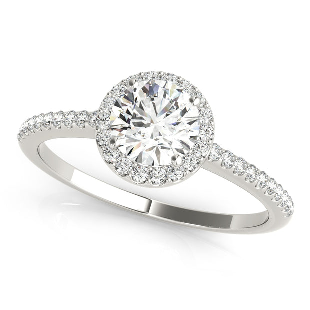 18K White Gold 5/8 ct tw Halo Diamond Engagement Ring