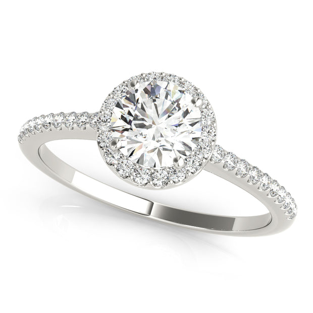 14K White Gold 5/8 ct tw Halo Diamond Engagement Ring