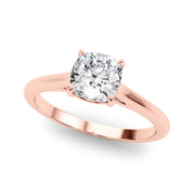 14K Rose Gold Cushion Diamond Solitaire Ring