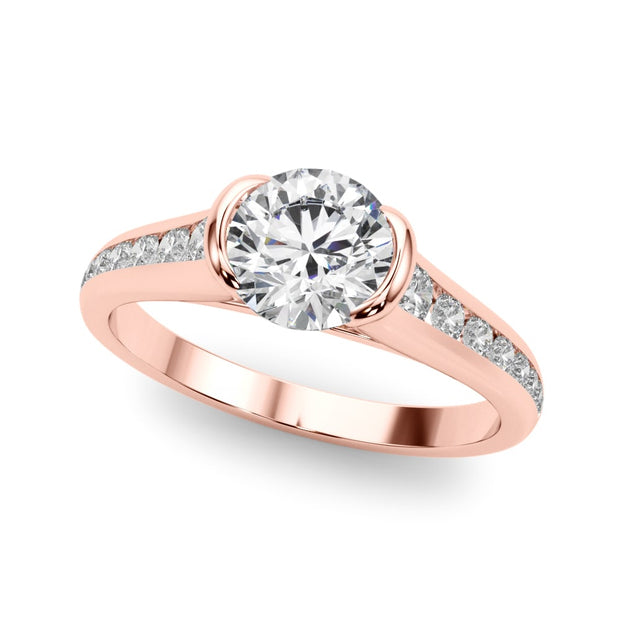 18K Rose Gold 1 1/3 ct tw Single Row Diamond Engagement Ring