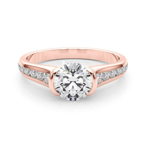 14K Rose Gold 1 1/3 ct tw Single Row Diamond Engagement Ring
