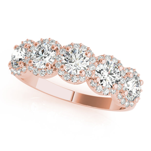 14K Rose Gold Multi-Diamond Wedding Ring