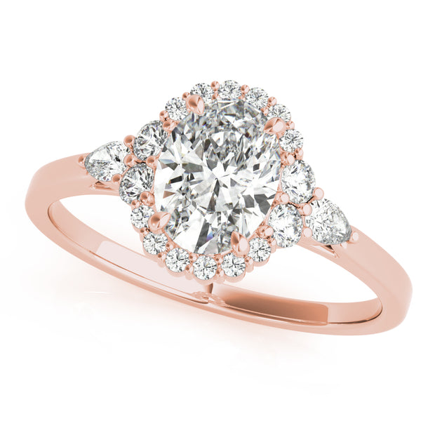 14K Rose Gold Oval Diamond Halo Engagement Ring