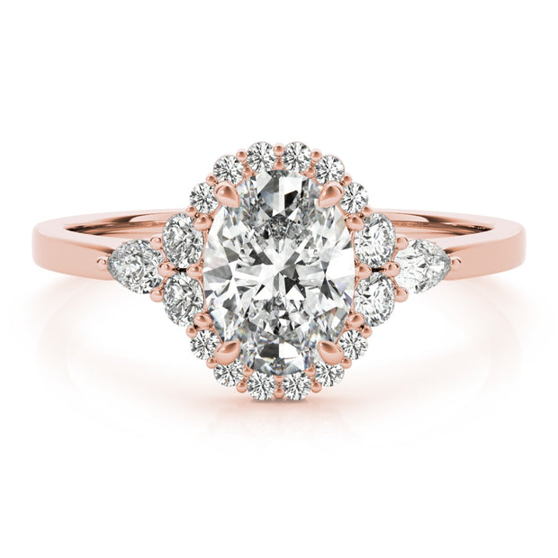 14K Rose Gold 5/8 ct tw Halo Diamond Engagement Ring
