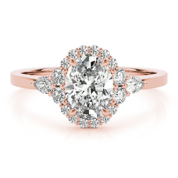 18K Rose Gold 5/8 ct tw Halo Diamond Engagement Ring