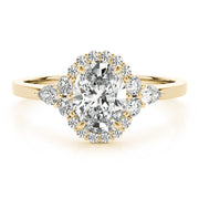 14K Yellow Gold 5/8 ct tw Halo Diamond Engagement Ring