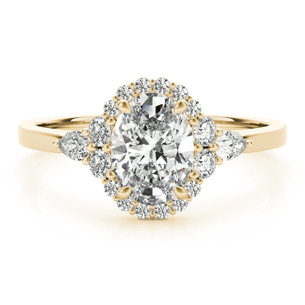 14K Yellow Gold 5/8 ct tw Halo Diamond Engagement Ring