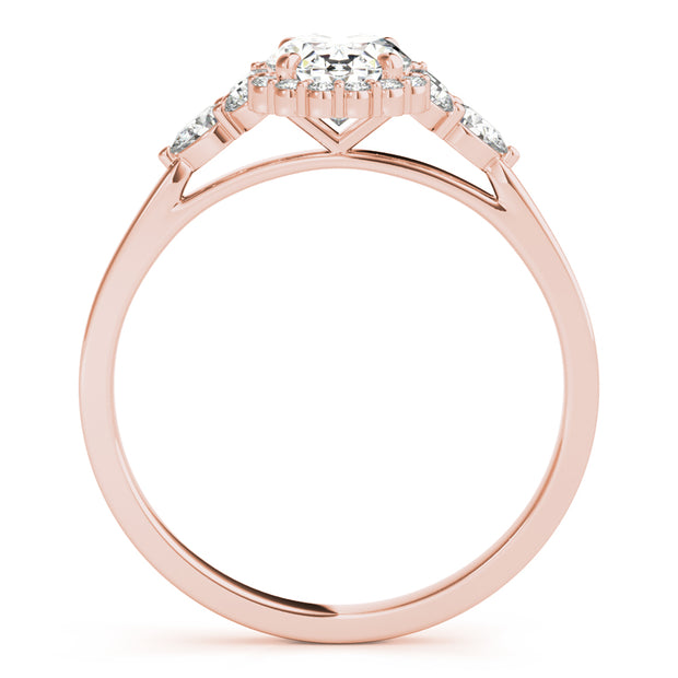 14K Rose Gold 5/8 ct tw Halo Diamond Engagement Ring