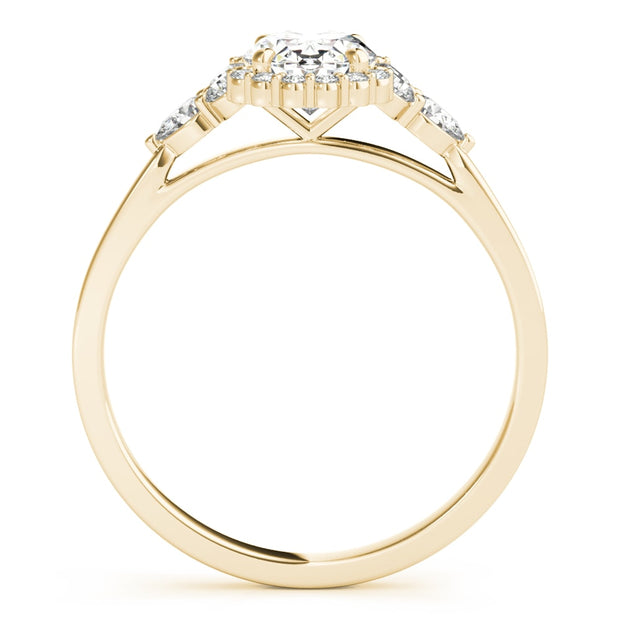 14K Yellow Gold 5/8 ct tw Halo Diamond Engagement Ring