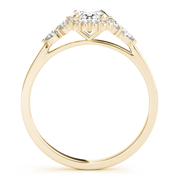 14K Yellow Gold 5/8 ct tw Halo Diamond Engagement Ring
