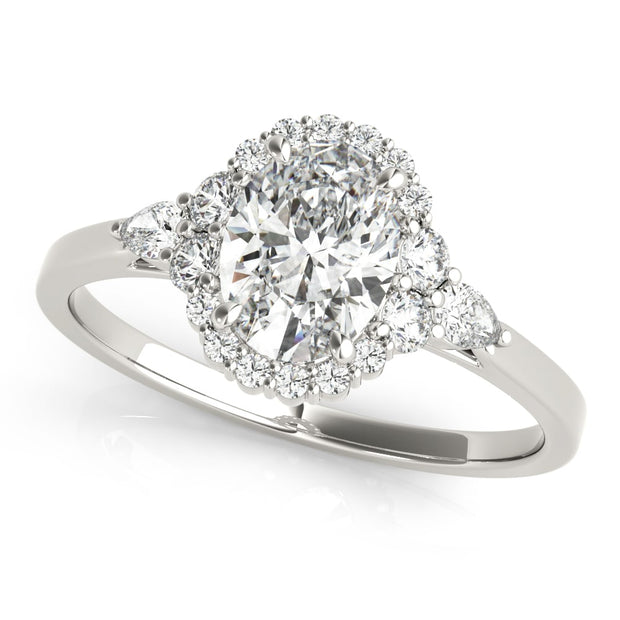 Platinum 5/8 ct tw Halo Diamond Engagement Ring