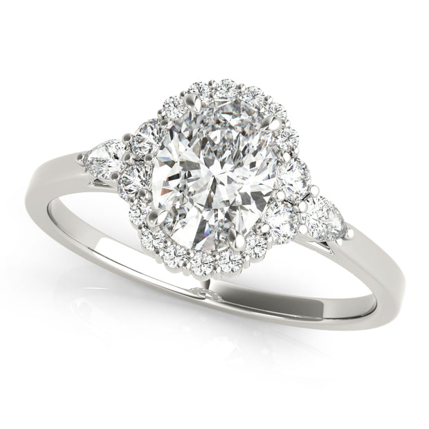 14K White Gold 5/8 ct tw Halo Diamond Engagement Ring