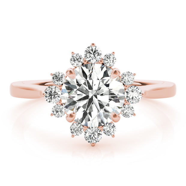 18K Rose Gold 1 1/5 ct tw Halo Diamond Engagement Ring