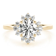 18K Yellow Gold 1 1/5 ct tw Halo Diamond Engagement Ring